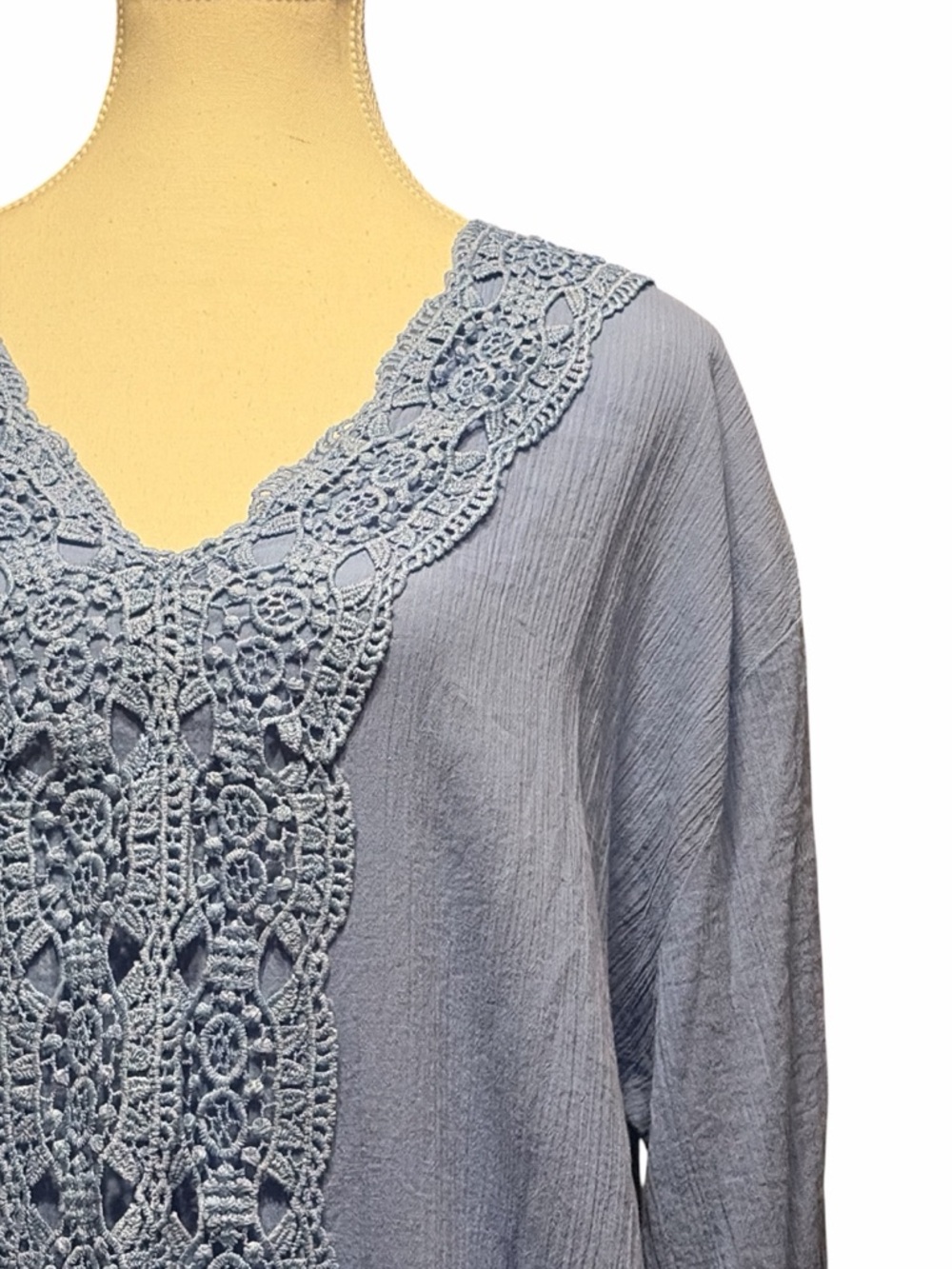 Isaac Mizrahi Light Blue Crochet-Trim Swim Coverup - Picture 3 of 8
